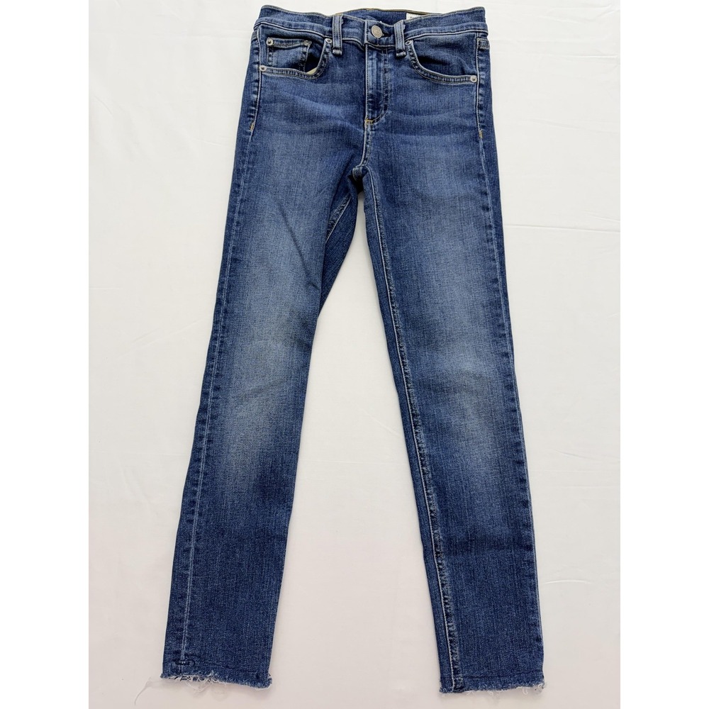 Rag & Bone 10 Inch‎ Ankle Skinny Jeans Womens 24 Blue Med Wash Slim 24x27 Denim